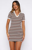 Say It Out Loud Mini Dress Chocolate Grey Stripe