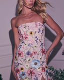 Cassie Strapless Floral Embroidered Midi Dress