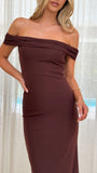 Darcey Off Shoulder Maxi Dress Brown