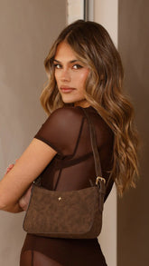 Lilu Shoulder Bag Choc Suede