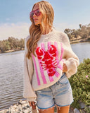 Darling Tide Striped Lobster Print Sweater
