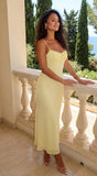 Amelie Ruched Open Back Maxi Dress Yellow