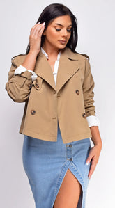 Devin Cropped Trench Jacket Beige