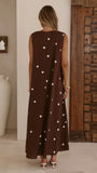 Scout Maxi Dress Chocolate White Polka