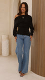 Eleora Long Sleeve Asymmetrical Top Black