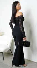 Fawn Lace Off Shoulder Jumpsuit Black