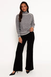 Rylee Contrast Hem Knit Sweater Grey
