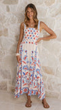 Michaela Maxi Dress Blue Red Floral