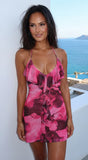 Fuchsia Bloom Floral Mesh Mini Dress Pink Multi