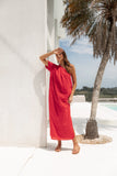 Roma One Shoulder Midi Dress Red
