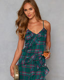 Jessara Ruffled Plaid Maxi Dress