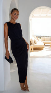 Talyssa Black Wrap Maxi Dress