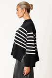 Avalynn Striped Knit Sweater Black White