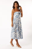 Cherie Bow Front Midi Dress Blue