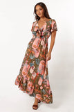Everly Short Sleeve Maxi Dress Olive Print
