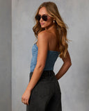 Jazlynn Strapless Denim Bodysuit