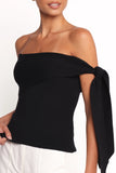 Charama Off Shoulder Knit Top Black