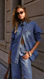 Zaeli Denim Oversized Shirt Mid Blue