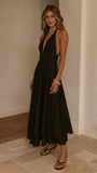 Kathy Halter Neck Maxi Dress Black