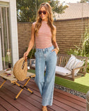 Loriana Stretch Pintuck Wide Leg Jeans