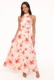 Kaira Halterneck Maxi Dress Pink Floral