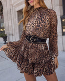 Mailey Leopard Mock Neck Mini Dress