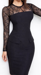 Sheer Lace Print Blouse Black
