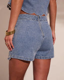 Kimberlin Denim Floral Eyelet Mini Skort
