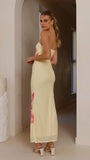 Brittani Strapless Maxi Dress Yellow Pink
