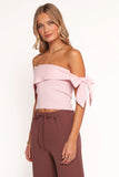 Charama Off Shoulder Knit Top Pink