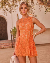 Sun Petal Floral Lace Mini Dress