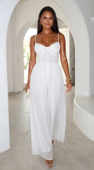 Orlaya Chiffon Wide Leg Jumpsuit Off White