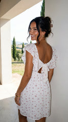 Roselette Ditsy Floral Flutter Mini Dress White