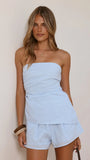 Gia Strapless Top and Shorts Set Blue
