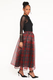 Bonita Midi Skirt Red Plaid