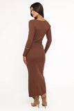 Brydie Long Sleeve Midi Dress Chocolate Brown