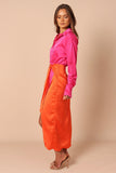 Austin Colourblock Wrap Dress Pink Orange
