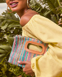 Shelia Multicolor Striped Straw Clutch