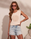 Tide Treasure Knit Graphic Seashell Tank Top