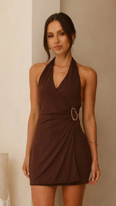 Brigitte Halter Mini Dress Brown