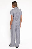 Melanie Pant Set Charcoal Stripe