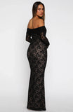 Be My Peace Lace Long Sleeve Maxi Dress Black