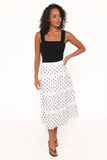 Lucia Tiered Midi Skirt White Polka Dot