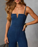 So Mila Denim Flare Jumpsuit