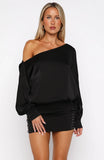 Love Letter Long Sleeve Mini Dress Black