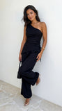 Caldera Linen One Shoulder Set Black