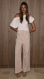 Tasmine Pants White Mauve Stripe