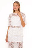 Yonder Sheer Lace Tee Top White