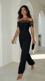 Bellamora Lace Off Shoulder Jumpsuit Black