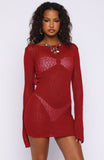 Stand And Stare Long Sleeve Mini Dress Scarlett Flame